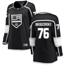 Women's Los Angeles Kings #76 Jonny Brodzinski Authentic Black Home Fanatics Branded Breakaway NHL Jersey