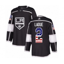 Men's Los Angeles Kings #2 Paul LaDue Authentic Black USA Flag Fashion Hockey Jersey