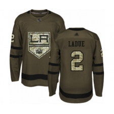 Men's Los Angeles Kings #2 Paul LaDue Authentic Green Salute to Service Hockey Jersey
