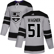 Men's Adidas Los Angeles Kings #51 Austin Wagner Premier Gray Alternate NHL Jersey