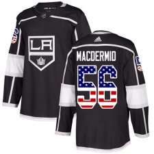Youth Adidas Los Angeles Kings #56 Kurtis MacDermid Authentic Black USA Flag Fashion NHL Jersey