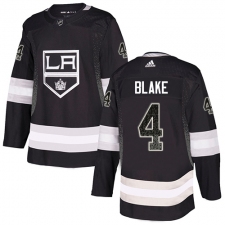 Men's Adidas Los Angeles Kings #4 Rob Blake Authentic Black Drift Fashion NHL Jersey