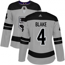 Women's Adidas Los Angeles Kings #4 Rob Blake Authentic Gray Alternate NHL Jersey