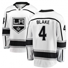 Youth Los Angeles Kings #4 Rob Blake Authentic White Away Fanatics Branded Breakaway NHL Jersey