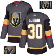 Men's Adidas Vegas Golden Knights #30 Malcolm Subban Authentic Gray Fashion Gold NHL Jersey