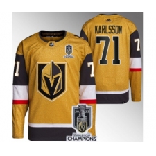 Men's Vegas Golden Knights #71 William Karlsson Gold 2023 Stanley Cup Champions Stitched Jersey