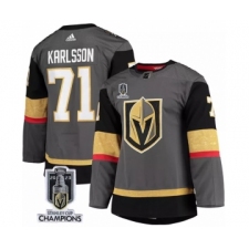 Men's Vegas Golden Knights #71 William Karlsson Gray 2023 Stanley Cup Champions Stitched Jersey