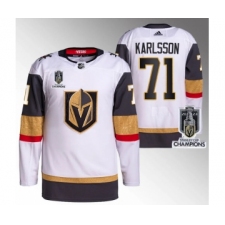 Men's Vegas Golden Knights #71 William Karlsson White 2023 Stanley Cup Champions Stitched Jersey
