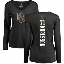 NHL Women's Adidas Vegas Golden Knights #71 William Karlsson Black Backer Slim Fit Long Sleeve T-Shirt