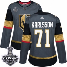 Women's Adidas Vegas Golden Knights #71 William Karlsson Authentic Gray Home 2018 Stanley Cup Final NHL Jersey