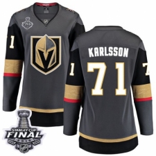 Women's Vegas Golden Knights #71 William Karlsson Authentic Black Home Fanatics Branded Breakaway 2018 Stanley Cup Final NHL Jersey