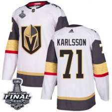 Youth Adidas Vegas Golden Knights #71 William Karlsson Authentic White Away 2018 Stanley Cup Final NHL Jersey