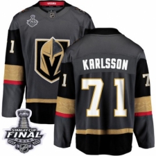 Youth Vegas Golden Knights #71 William Karlsson Authentic Black Home Fanatics Branded Breakaway 2018 Stanley Cup Final NHL Jersey