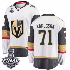 Youth Vegas Golden Knights #71 William Karlsson Authentic White Away Fanatics Branded Breakaway 2018 Stanley Cup Final NHL Jersey