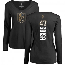 NHL Women's Adidas Vegas Golden Knights #47 Luca Sbisa Black Backer Slim Fit Long Sleeve T-Shirt