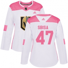 Women's Adidas Vegas Golden Knights #47 Luca Sbisa Authentic White/Pink Fashion NHL Jersey
