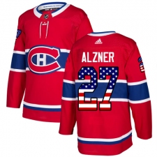 Men's Adidas Montreal Canadiens #27 Karl Alzner Authentic Red USA Flag Fashion NHL Jersey