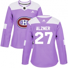 Women's Adidas Montreal Canadiens #27 Karl Alzner Authentic Purple Fights Cancer Practice NHL Jersey