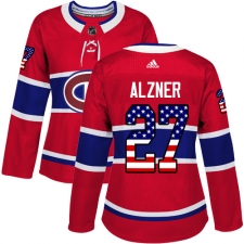 Women's Adidas Montreal Canadiens #27 Karl Alzner Authentic Red USA Flag Fashion NHL Jersey