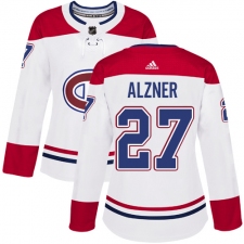 Women's Adidas Montreal Canadiens #27 Karl Alzner Authentic White Away NHL Jersey