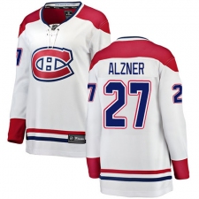 Women's Montreal Canadiens #27 Karl Alzner Authentic White Away Fanatics Branded Breakaway NHL Jersey