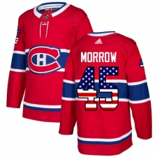 Men's Adidas Montreal Canadiens #45 Joe Morrow Authentic Red USA Flag Fashion NHL Jersey