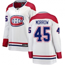 Women's Montreal Canadiens #45 Joe Morrow Authentic White Away Fanatics Branded Breakaway NHL Jersey