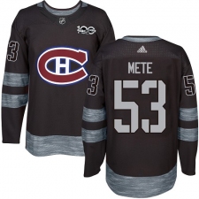 Men's Adidas Montreal Canadiens #53 Victor Mete Authentic Black 1917-2017 100th Anniversary NHL Jersey