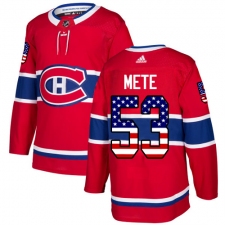 Men's Adidas Montreal Canadiens #53 Victor Mete Authentic Red USA Flag Fashion NHL Jersey