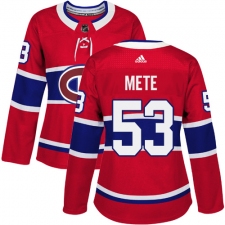 Women's Adidas Montreal Canadiens #53 Victor Mete Authentic Red Home NHL Jersey