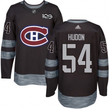 Men's Adidas Montreal Canadiens #54 Charles Hudon Authentic Black 1917-2017 100th Anniversary NHL Jersey