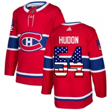 Men's Adidas Montreal Canadiens #54 Charles Hudon Authentic Red USA Flag Fashion NHL Jersey