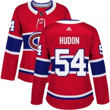 Women's Adidas Montreal Canadiens #54 Charles Hudon Authentic Red Home NHL Jersey
