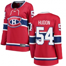 Women's Montreal Canadiens #54 Charles Hudon Authentic Red Home Fanatics Branded Breakaway NHL Jersey