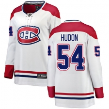 Women's Montreal Canadiens #54 Charles Hudon Authentic White Away Fanatics Branded Breakaway NHL Jersey