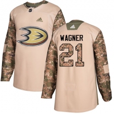 Men's Adidas Anaheim Ducks #21 Chris Wagner Authentic Camo Veterans Day Practice NHL Jersey