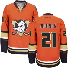 Men's Reebok Anaheim Ducks #21 Chris Wagner Premier Orange Third NHL Jersey