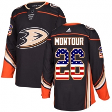 Men's Adidas Anaheim Ducks #26 Brandon Montour Authentic Black USA Flag Fashion NHL Jersey