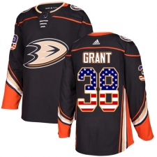 Men's Adidas Anaheim Ducks #38 Derek Grant Authentic Black USA Flag Fashion NHL Jersey
