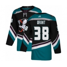 Men's Anaheim Ducks #38 Derek Grant Authentic Black Teal Alternate Hockey Jersey