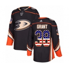 Men's Anaheim Ducks #38 Derek Grant Authentic Black USA Flag Fashion Hockey Jersey