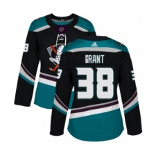 Women's Anaheim Ducks #38 Derek Grant Authentic Black Teal Alternate Hockey Jersey
