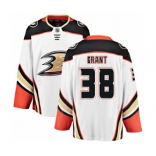 Youth Anaheim Ducks #38 Derek Grant Authentic White Away Fanatics Branded Breakaway Hockey Jersey