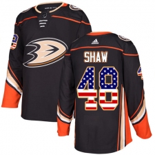 Men's Adidas Anaheim Ducks #48 Logan Shaw Authentic Black USA Flag Fashion NHL Jersey