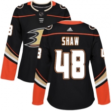 Women's Adidas Anaheim Ducks #48 Logan Shaw Authentic Black Home NHL Jersey