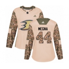 Women's Adidas Anaheim Ducks #44 Jaycob Megna Authentic Camo Veterans Day Practice NHL Jersey