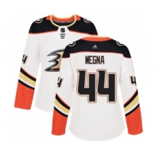 Women's Adidas Anaheim Ducks #44 Jaycob Megna Authentic White Away NHL Jersey