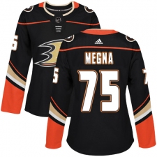 Women's Adidas Anaheim Ducks #75 Jaycob Megna Authentic Black Home NHL Jersey