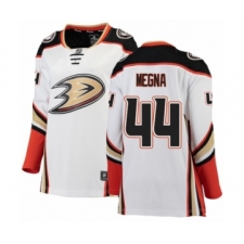 Women's Anaheim Ducks #44 Jaycob Megna Authentic White Away Fanatics Branded Breakaway NHL Jersey