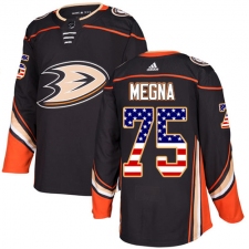Youth Adidas Anaheim Ducks #75 Jaycob Megna Authentic Black USA Flag Fashion NHL Jersey